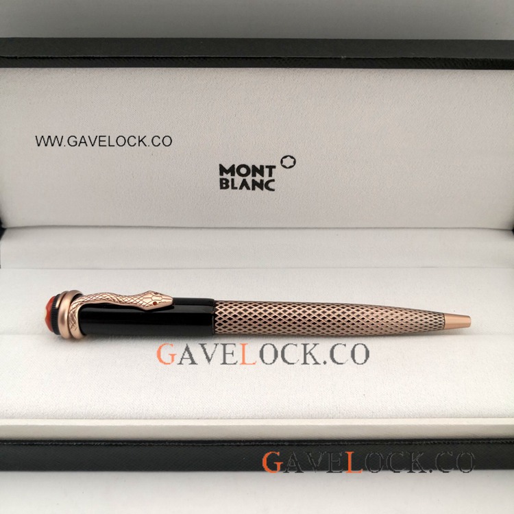 Mont blanc Rouge Et Noir Ballpoint Pen Rose Gold Snake Clip
